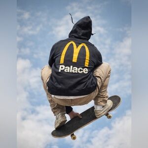 Palace Skateboards x McDonald’s "Golden Arches" Logo Hoodie L Black NWT